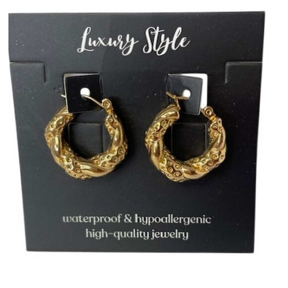 Hoop Style Earrings 18K Gold Plated Steel - Picture 3 of 4